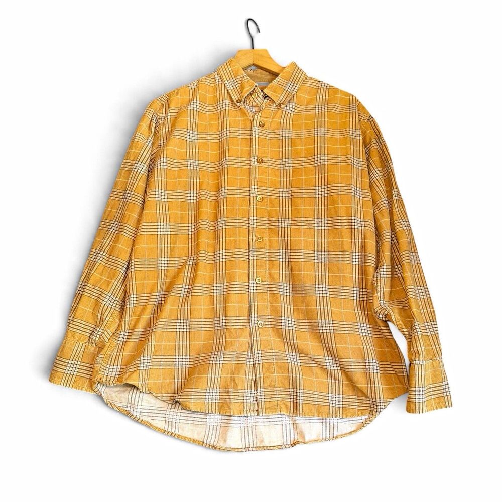 Bruno Men's Large Plaid 90s Style Grunge Woven 100% Cotton Button-Up Shirt
